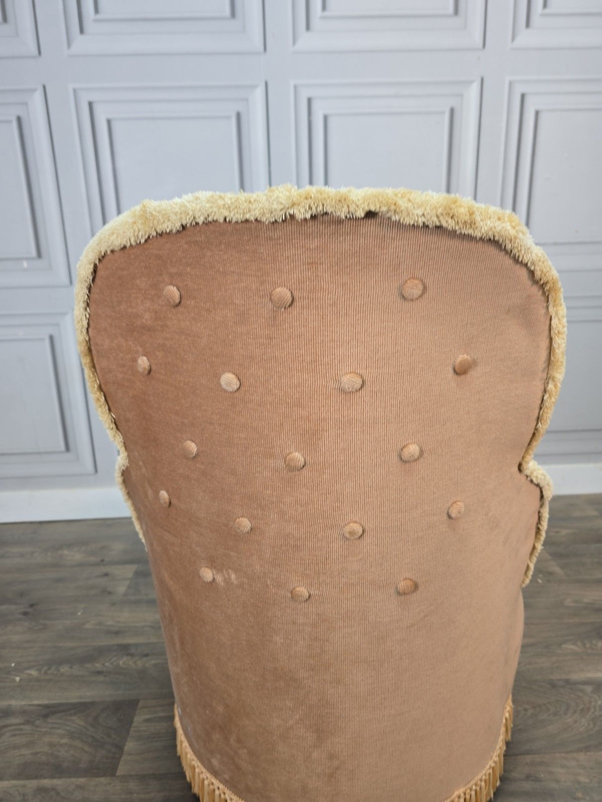 photo for sale Vintage Sherborne Tub Chair Button Back Upholstered Armchair Bedroom Seat Retro