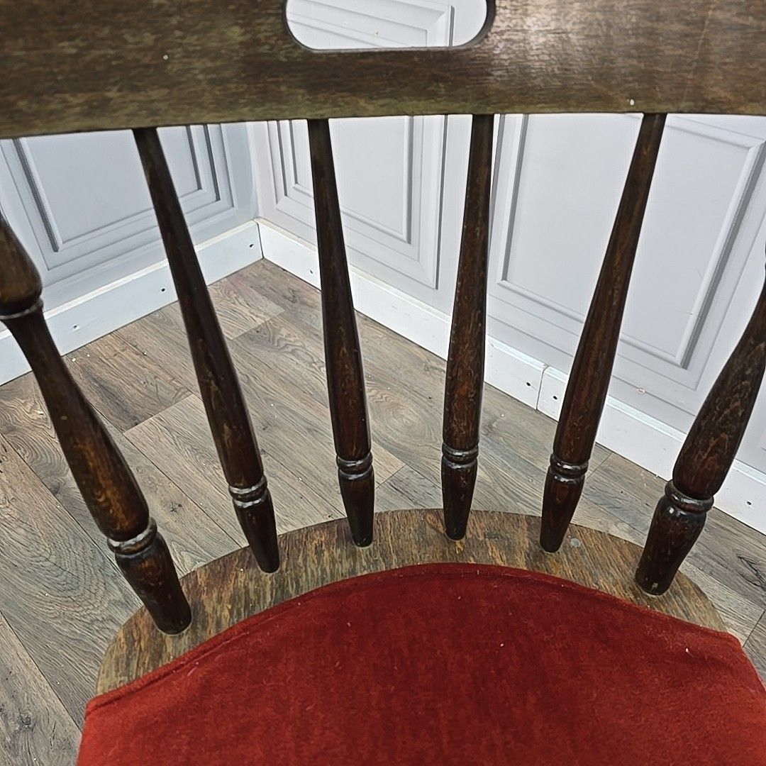 photo buy Vintage Pair Pub Chairs 2 Turned Wooden Upholstered Lounge Dining Seats Retro