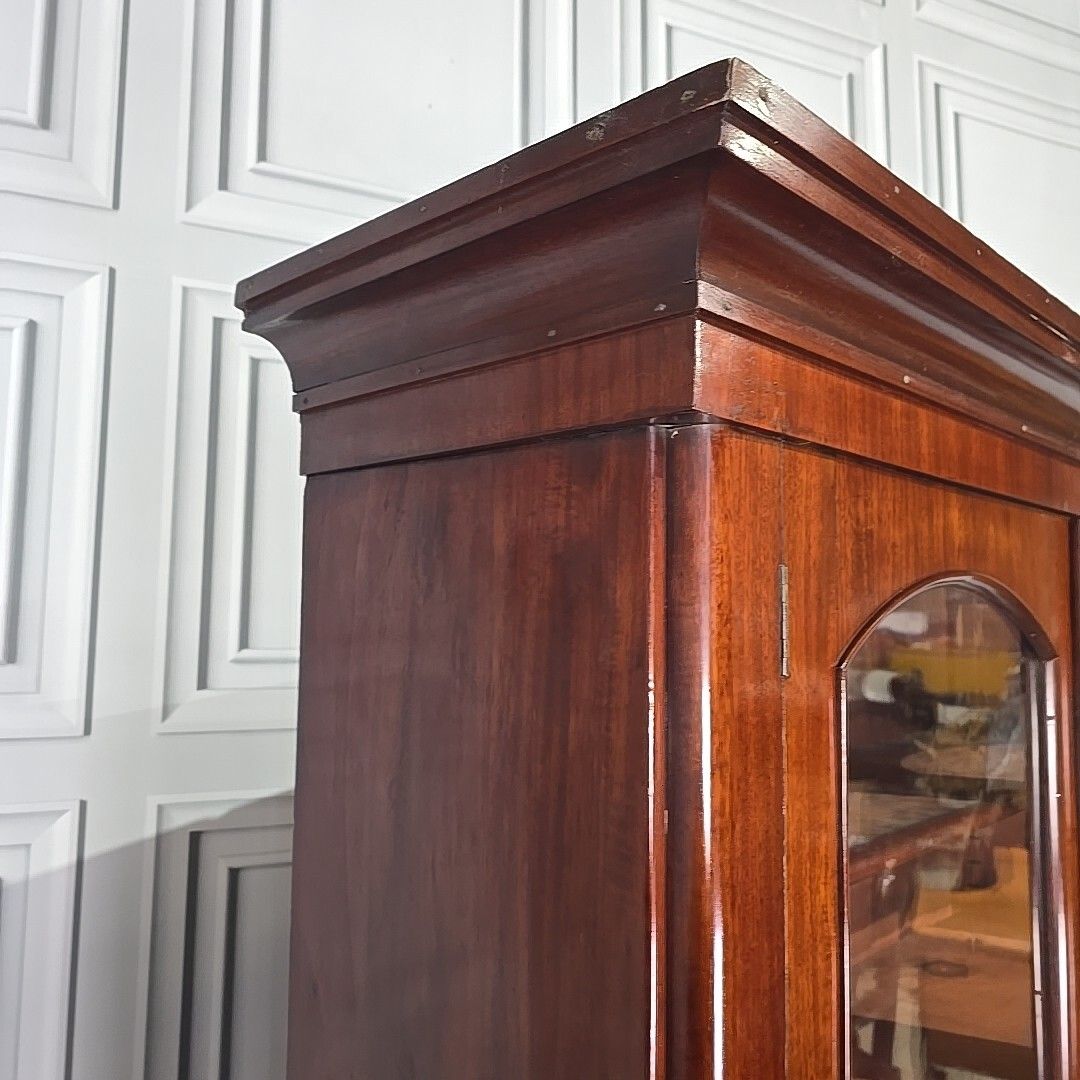 Antique Victorian Library Bookcase Shelf Shelves Glazed Mahogany Glass Wooden photo Furniture
