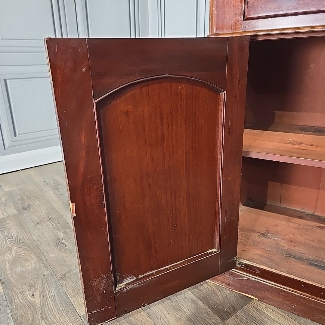 630.0 Antique Victorian Library Bookcase Shelf Shelves Glazed Mahogany Glass Wooden photo
