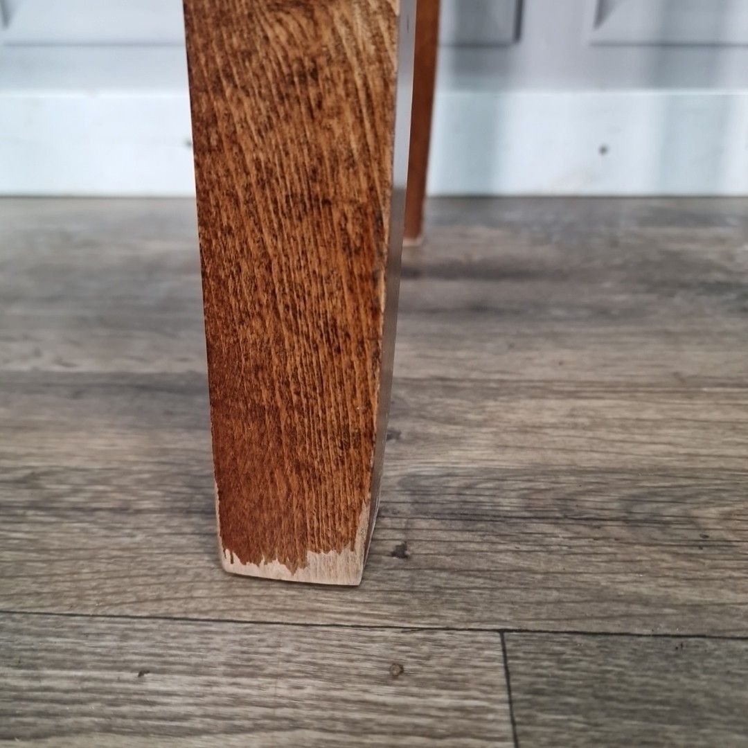 Furniture Retro Vintage Oak Table Wooden Occasional Round Hall Side Lamp Pub Cafe Rustic photo