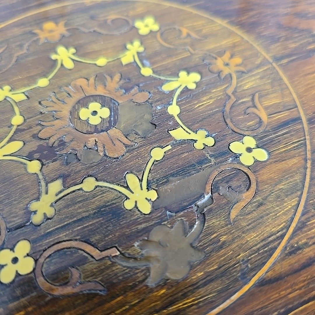 Antique Aesthetic Movement Table – Inlaid Window Side Centre End Table Wooden photo 280.0