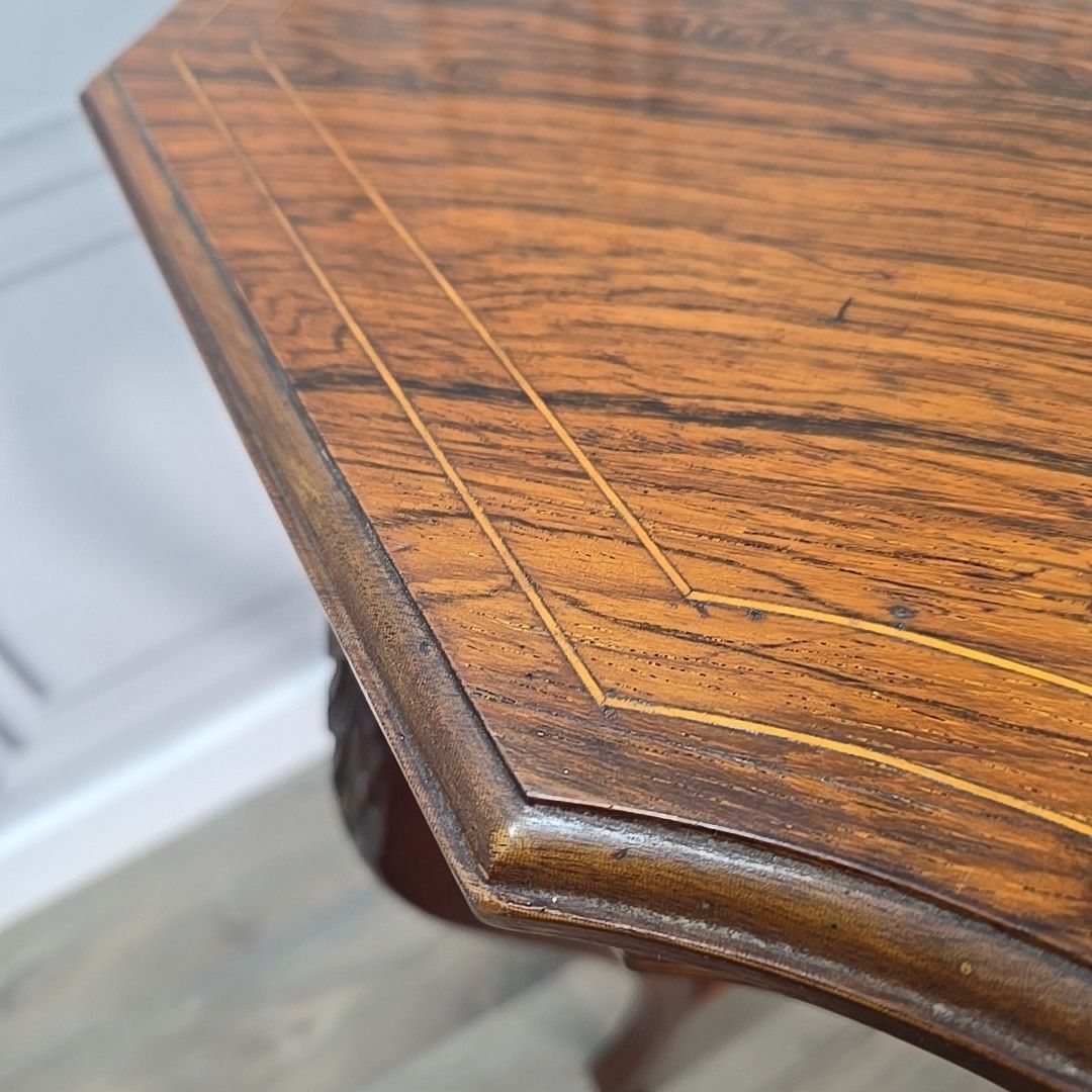 Antique Aesthetic Movement Table – Inlaid Window Side Centre End Table Wooden photo vinterior