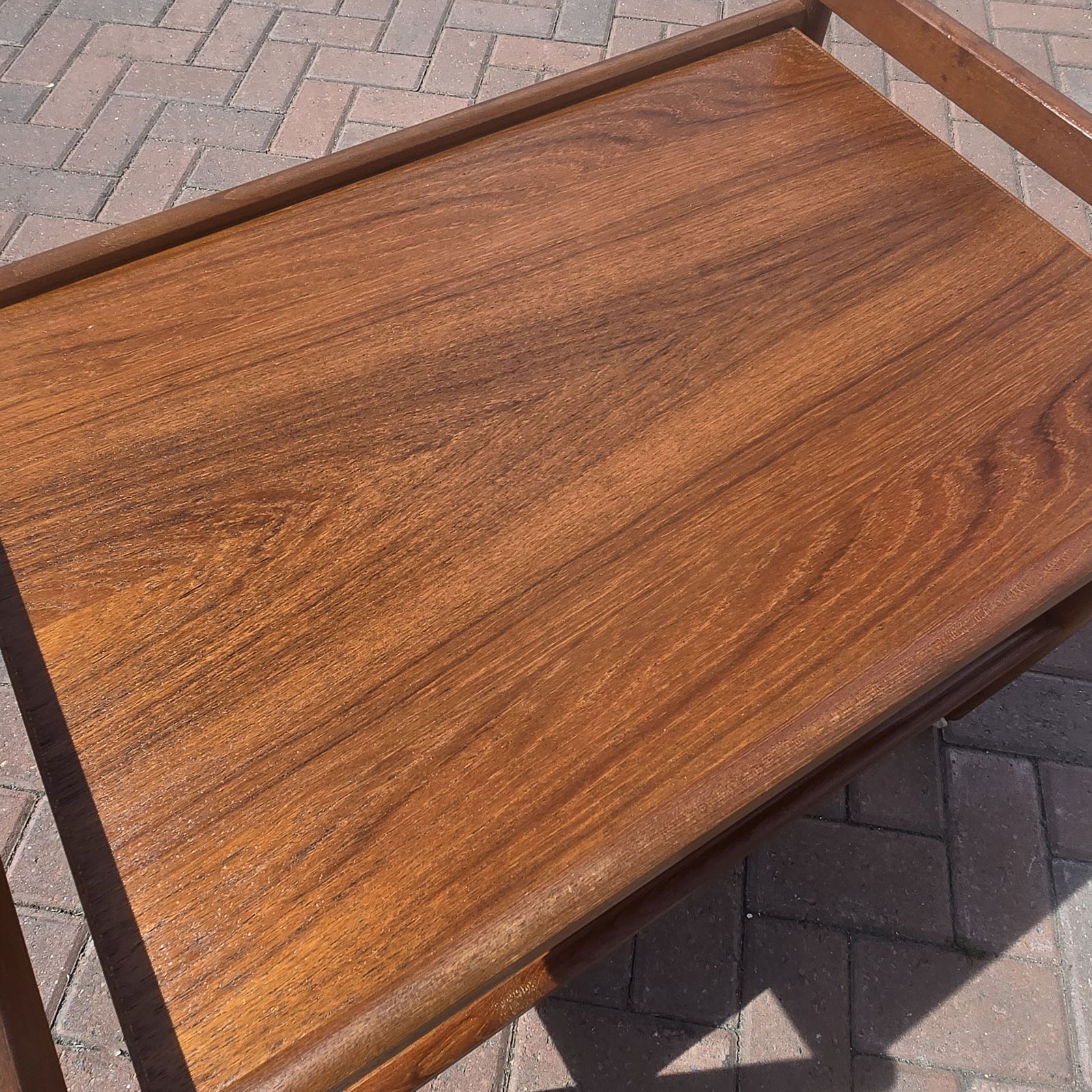 Mid Century Solid Teak Serving Trolley Tea Or Bar Cart On Castors Wooden photo Furniture