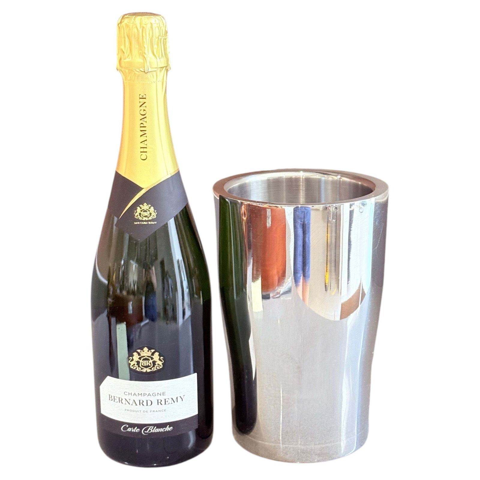 Seau à champagne moderniste en acier inoxydable / refroidisseur à vin, décoration intérieure moderne, idée cadeau