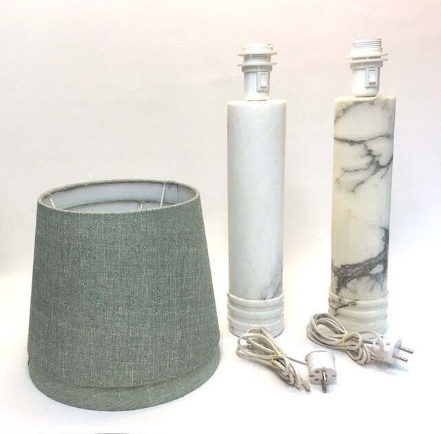 Bergboms Mid Century Pair Table Lamps In Carrara Marble (Sweden, 1960s) photo furniture