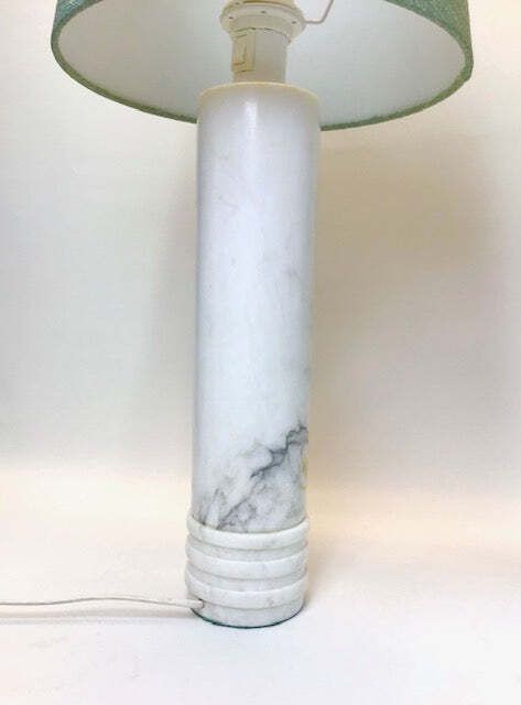 Bergboms Mid Century Pair Table Lamps In Carrara Marble (Sweden, 1960s) photo Lighting