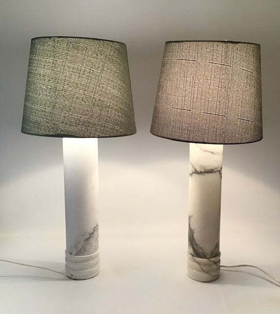Bergboms Mid Century Pair Table Lamps In Carrara Marble (Sweden, 1960s) photo buy