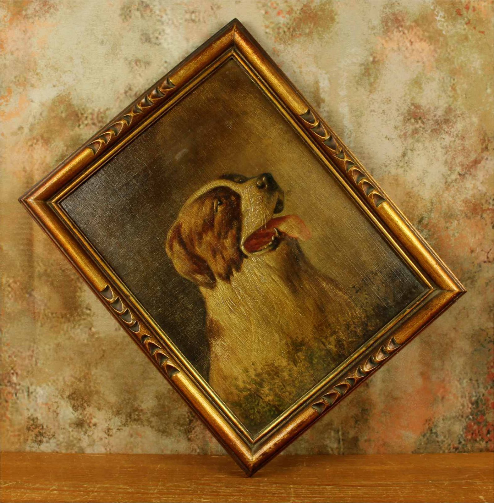 Antique St Bernard Oil Painting. Framed Lm Webb Signed Dog Portrait. 1929. photo Art
