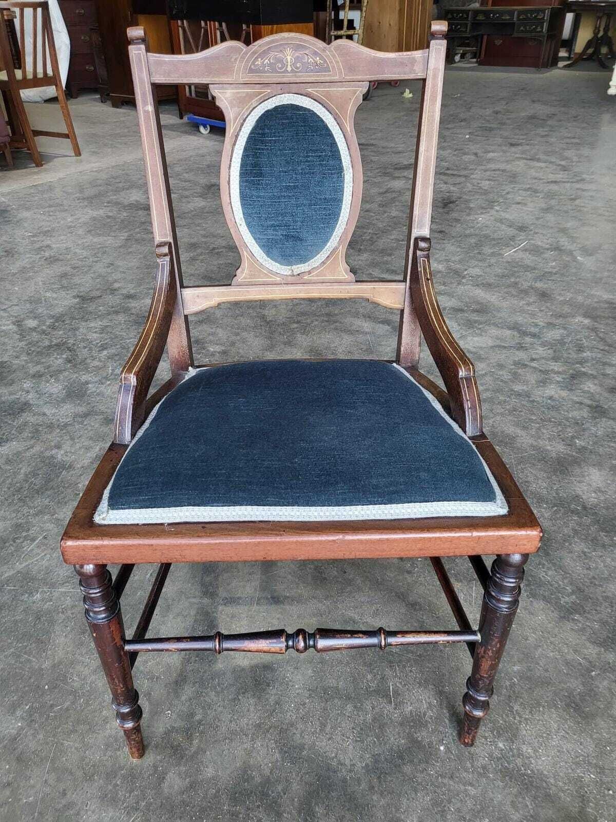 Antique Edwardian Small Bedroom Bathroom Inlaid Chair