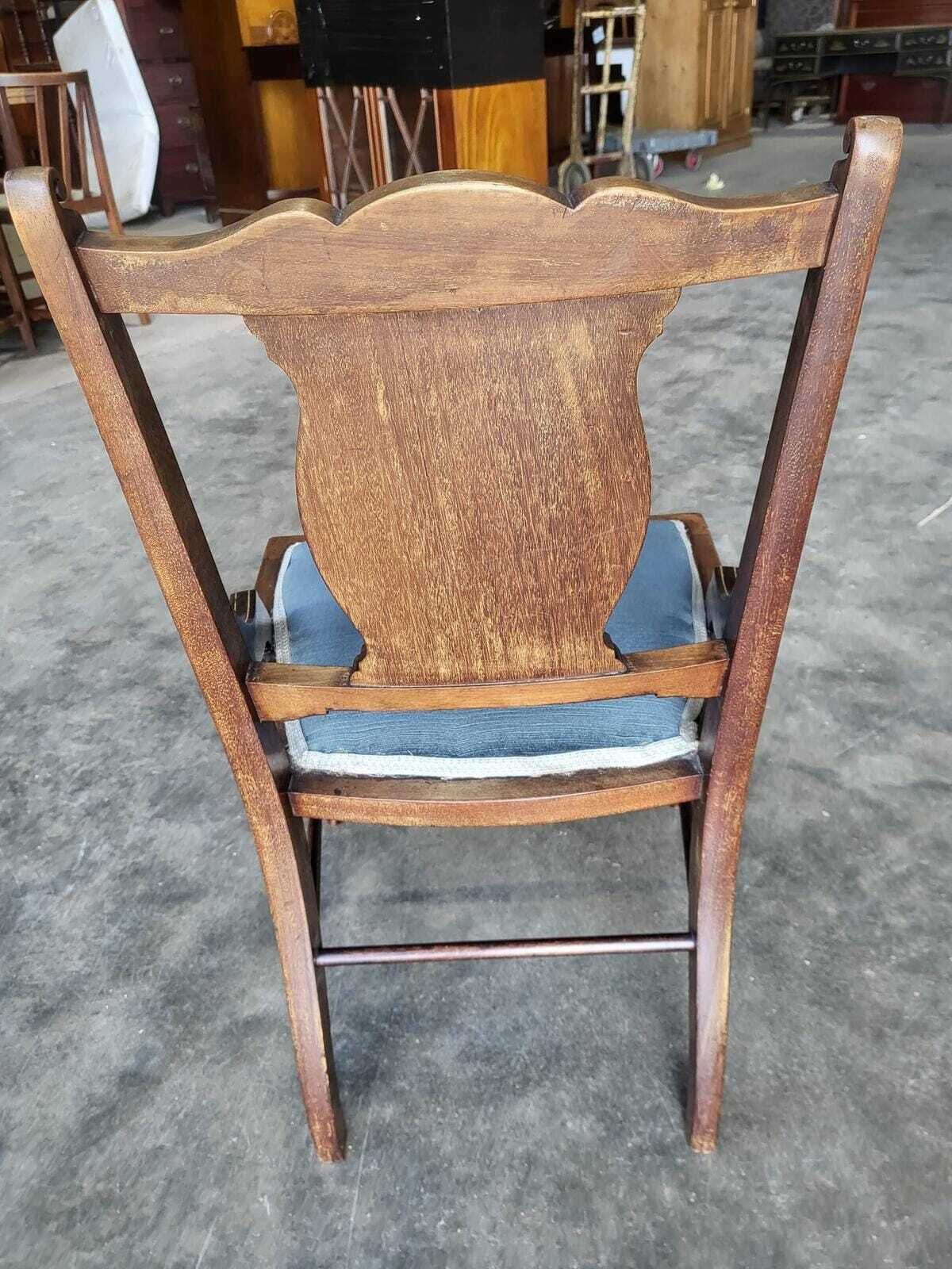 Furniture Antique Edwardian Small Bedroom Bathroom Inlaid Chair photo