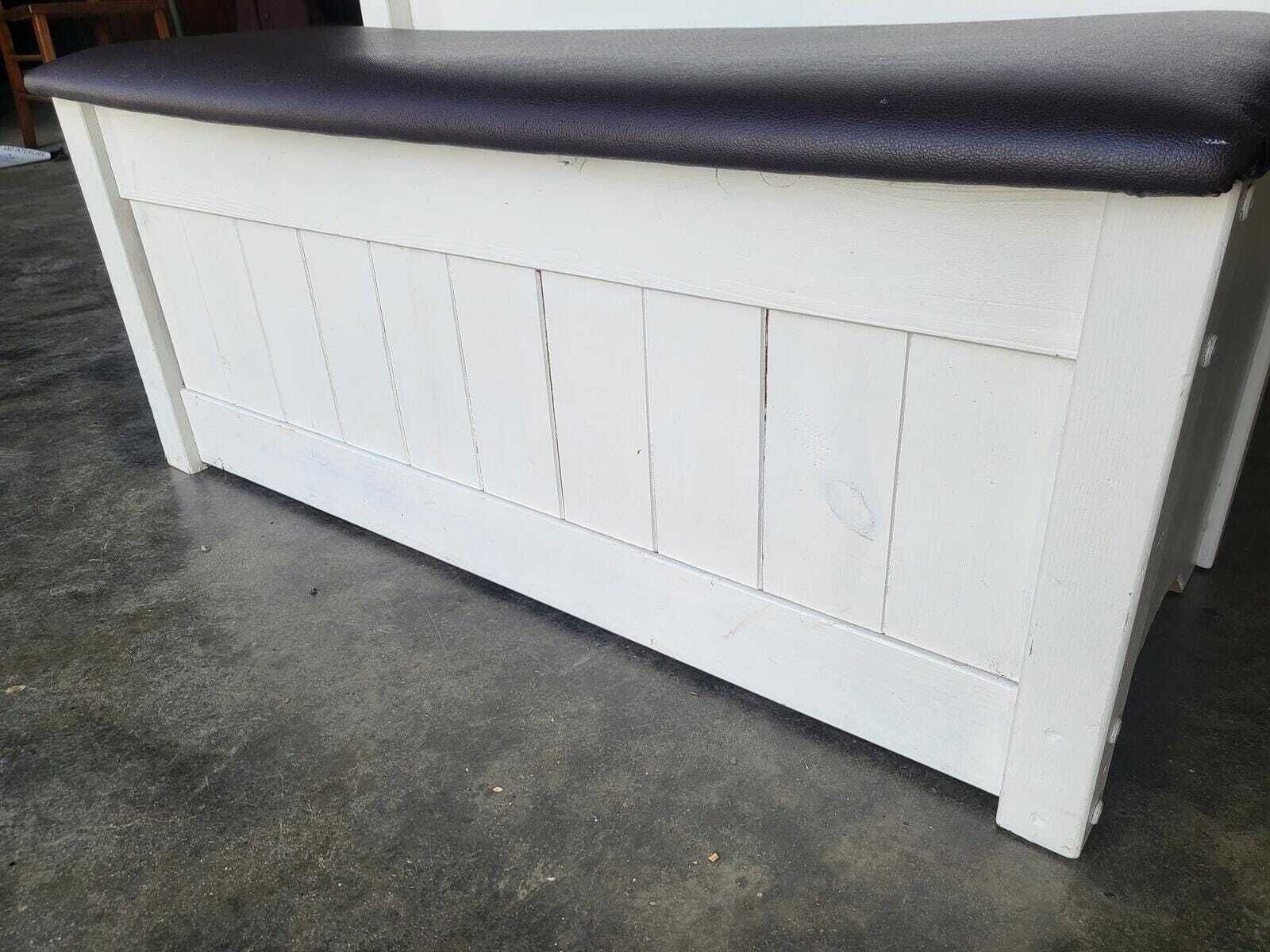 Small White High Back Storage Bench Hall Seat photo Furniture