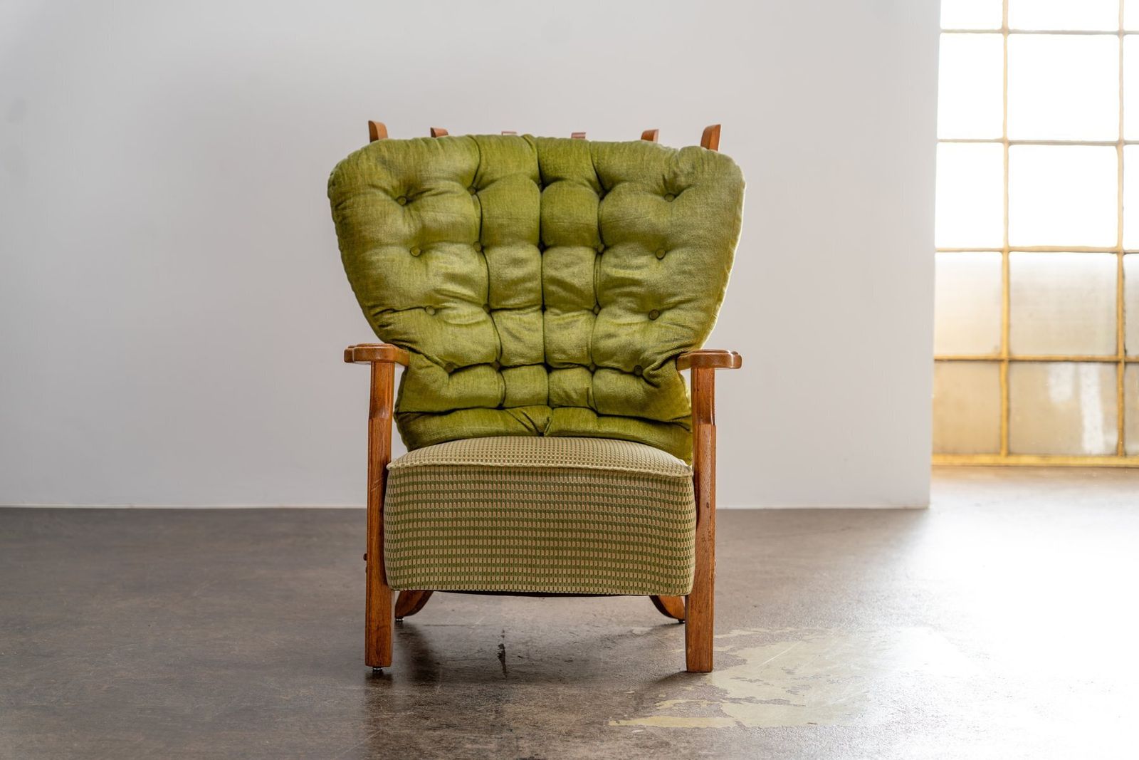 Oak Highback Lounge Chair By Guillerme Et Chambron For Votre Maison, France, 1960s photo Furniture