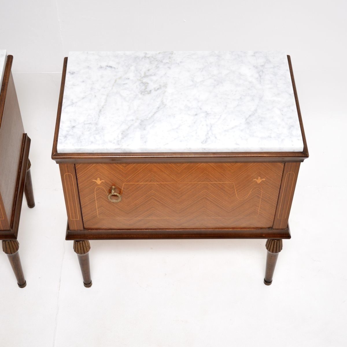 Pair Of Vintage Italian Marble Top Bedside Cabinets photo vinterior