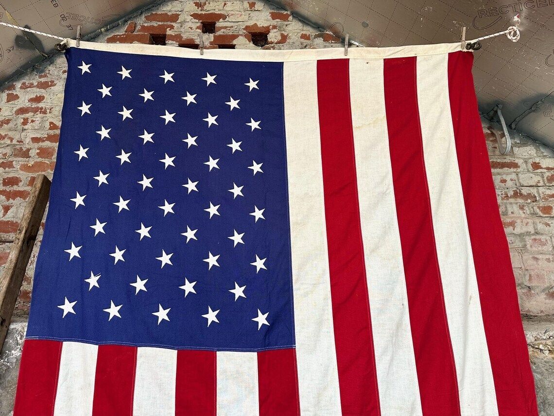 Vintage United States Of America Stars And Stripes USA Flag Very Large photo Textiles