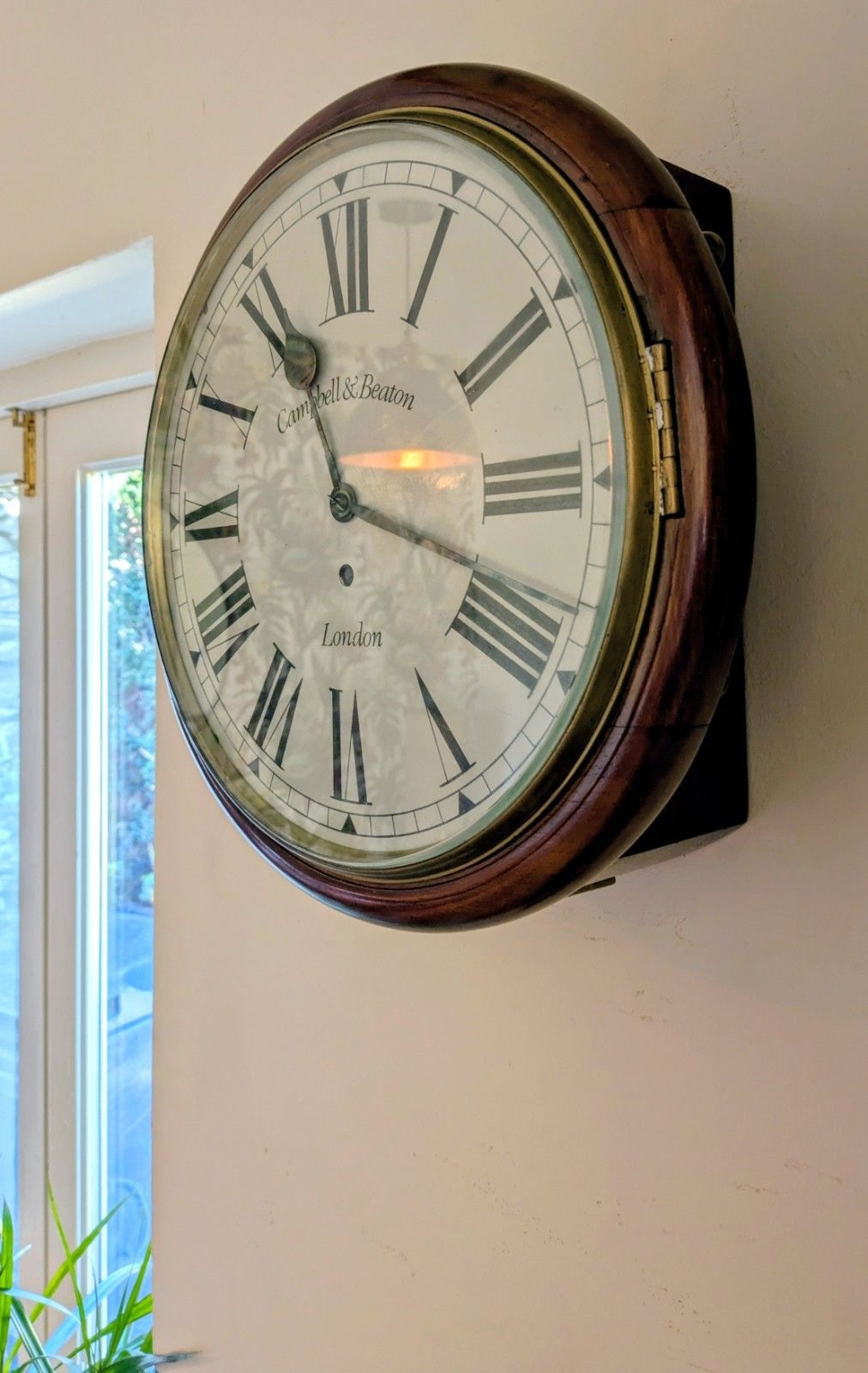 19th Century Mahogany Station Clock London Fusee Movement photo furniture