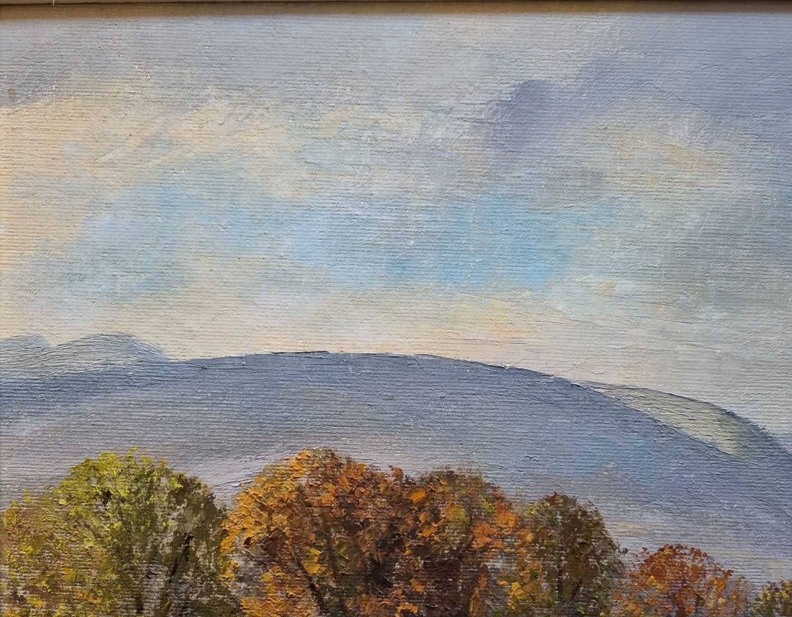 Vintage E J Wilson Oil Painting Wales Sugarloaf Hill River Fishing Landscape photo vinterior
