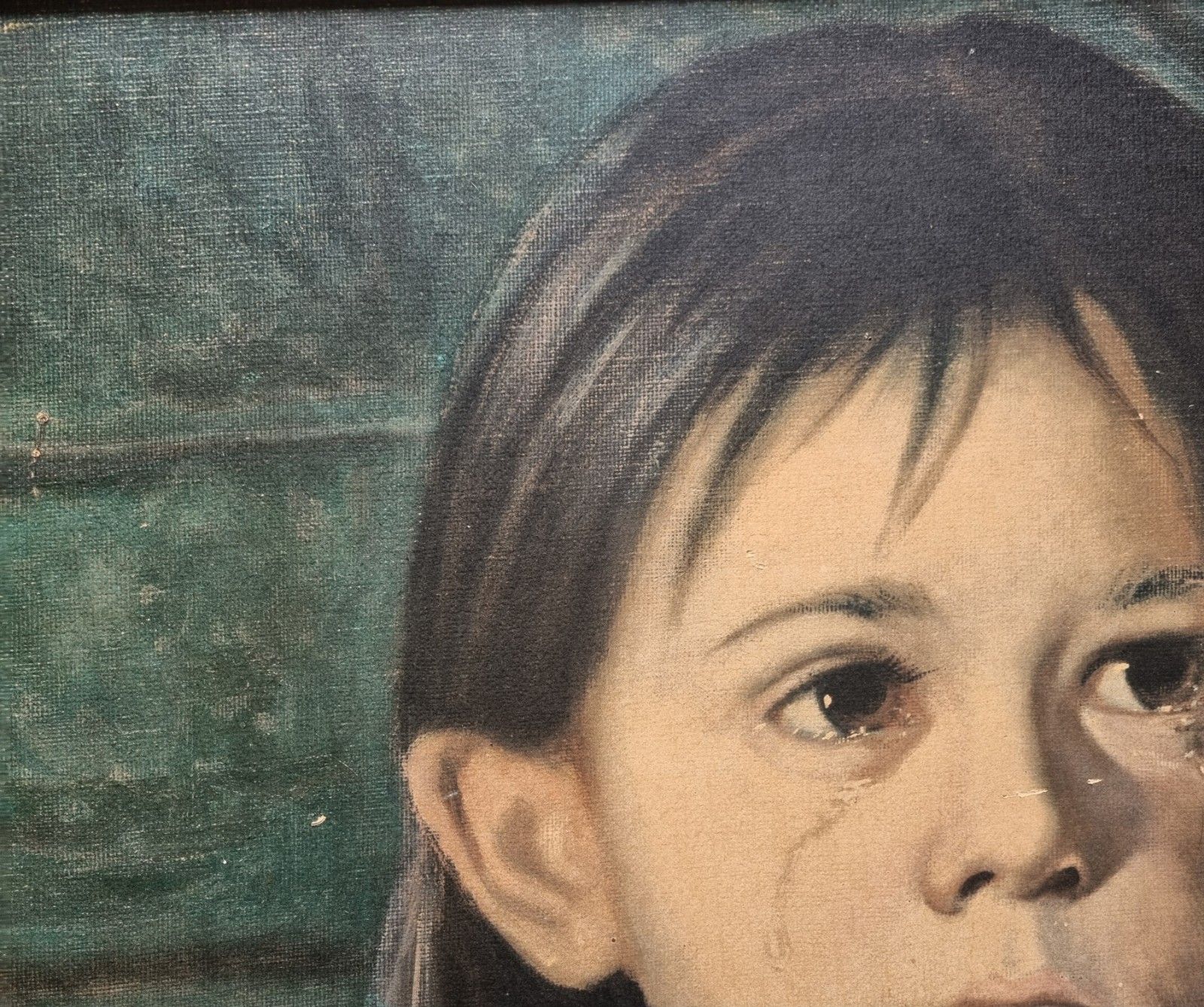 Large Mid Century Print On Board Giovanni Bragolin 'Bambina' Crying Girl 1960's photo 110.0