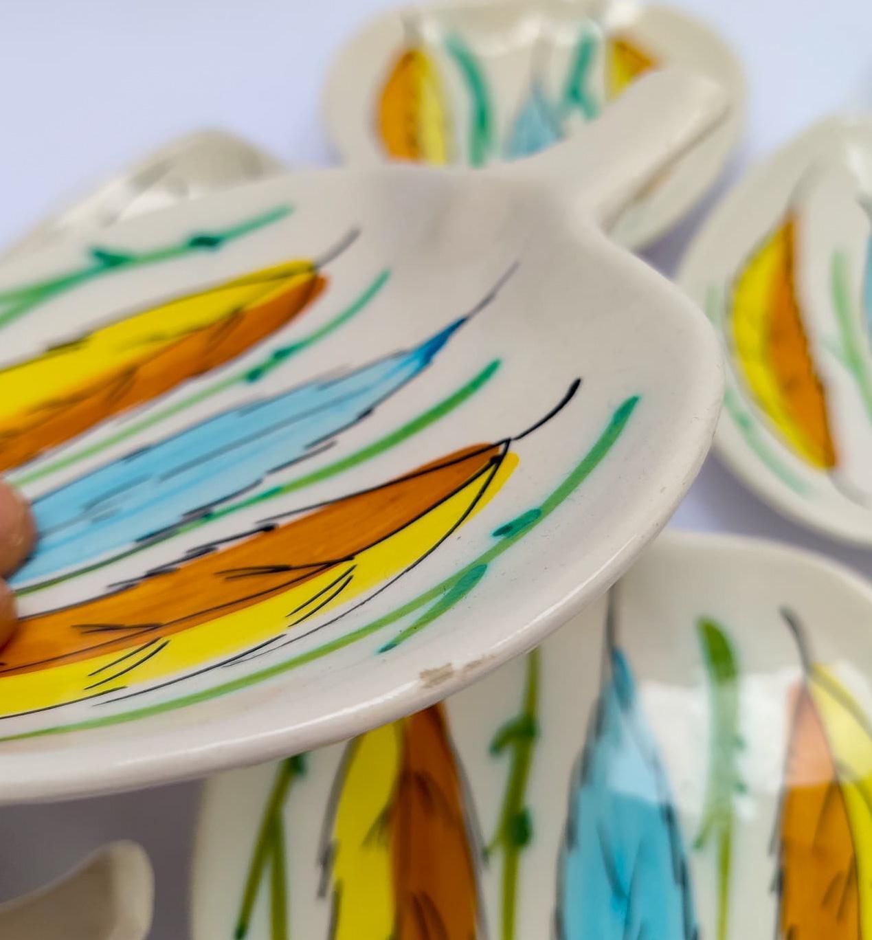 Home Decor Set Of 8 Etruria Ceramic Leaf Shaped Saucers, Vintage, Mid Century Modern Design, 1960s photo