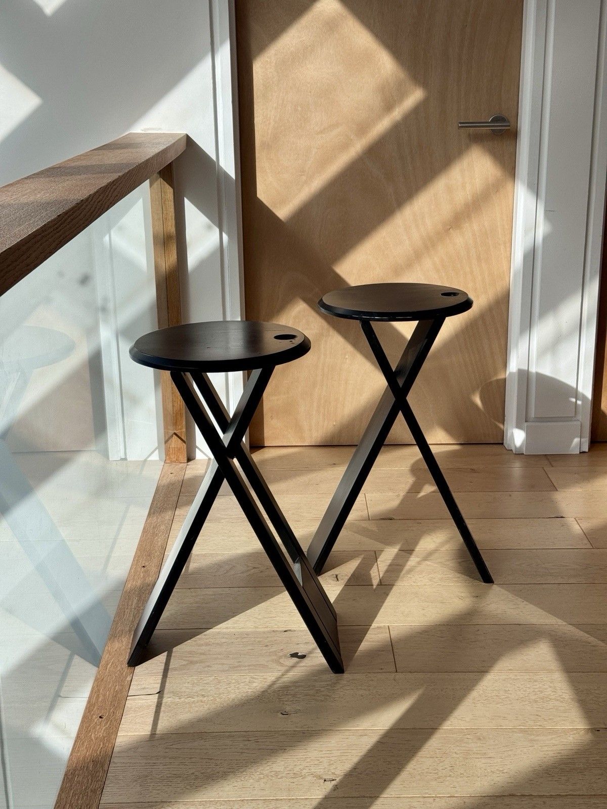 A Pair Of Tall Suzy Stools By Adrian Reed For Princes Design Works Ltd Black Ash photo vinterior