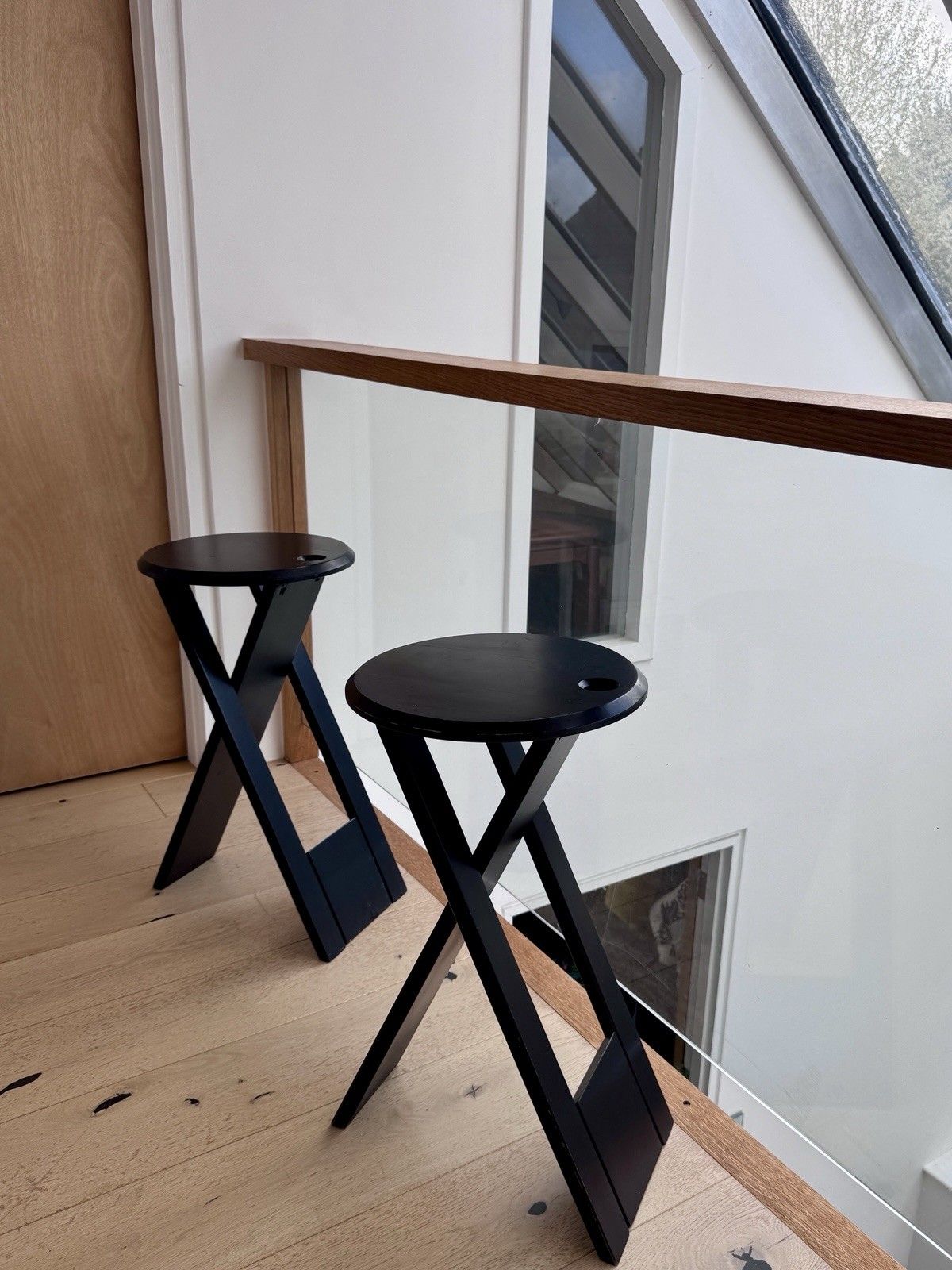A Pair Of Tall Suzy Stools By Adrian Reed For Princes Design Works Ltd Black Ash photo vintage