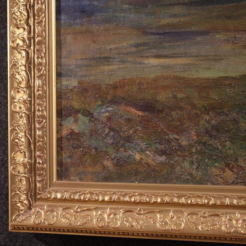 Art Tableau d'époque, paysage de montagne signé, Italie, XIXe siècle photo