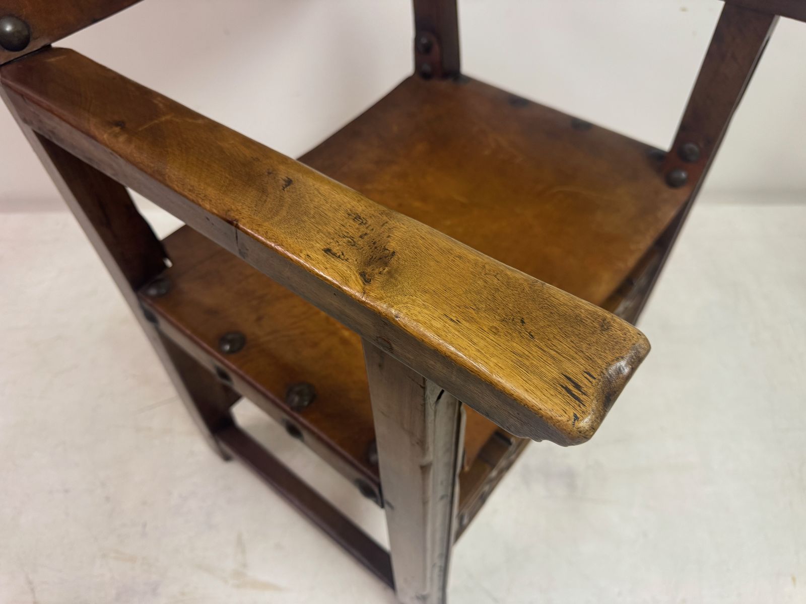 photo vinterior Mid 20th Century Spanish Walnut And Leather  Armchair