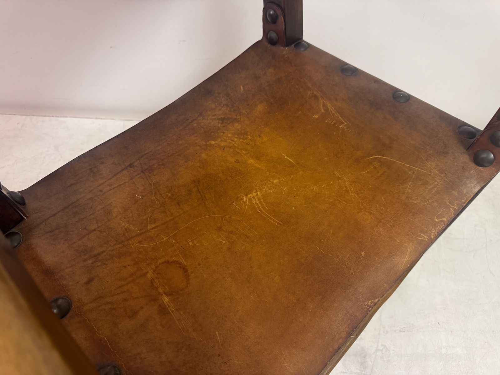 photo buy Mid 20th Century Spanish Walnut And Leather  Armchair