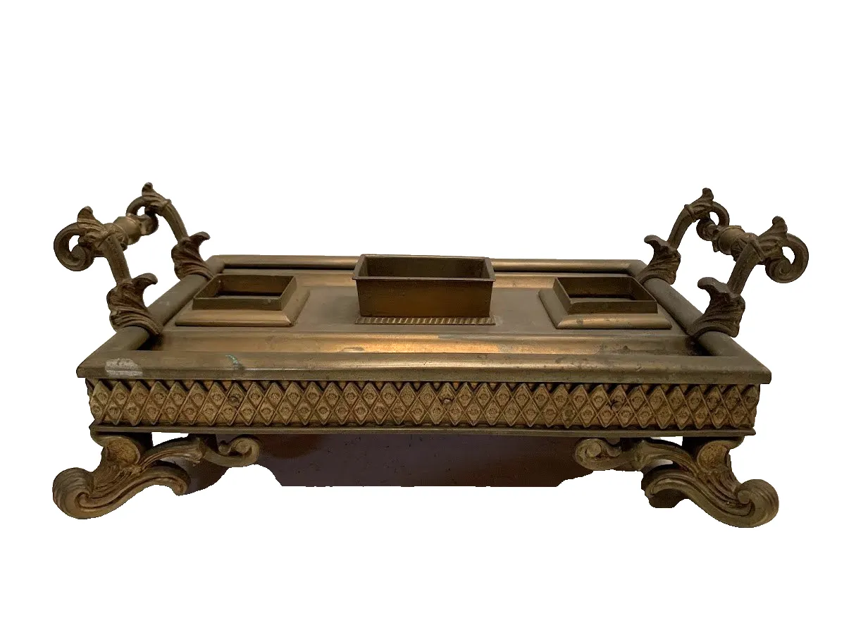 Napoleon III Style Bronze Inkwell 20th Century