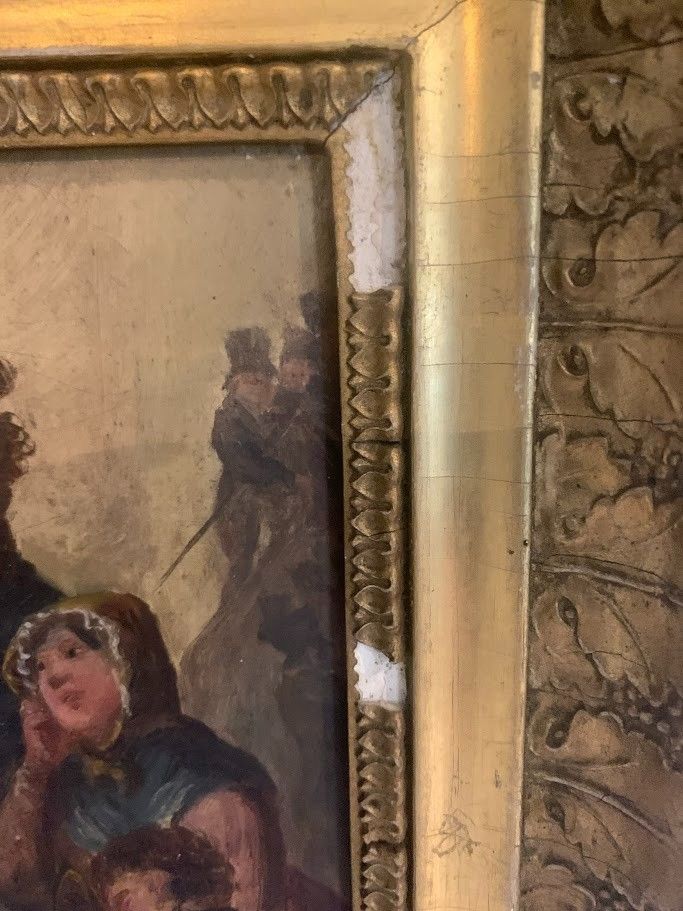 Oil On Panel "The Family Scene" 19th Century photo buy