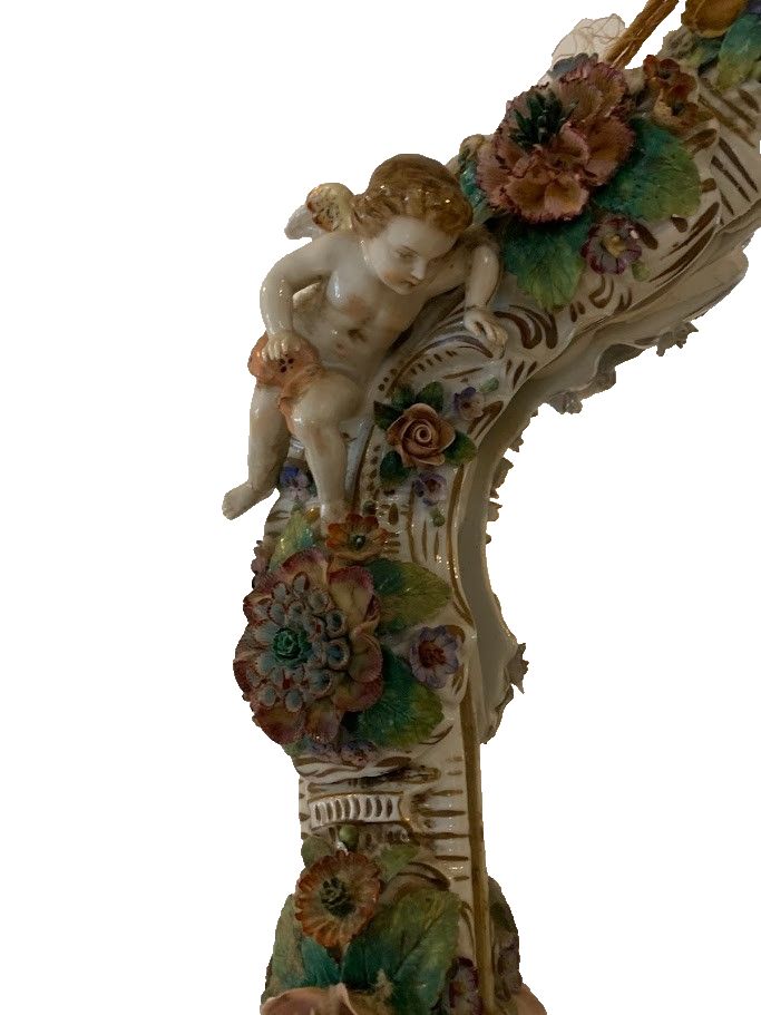 Polychrome Porcelain German Porcelain Candle Holder Mirror photo furniture