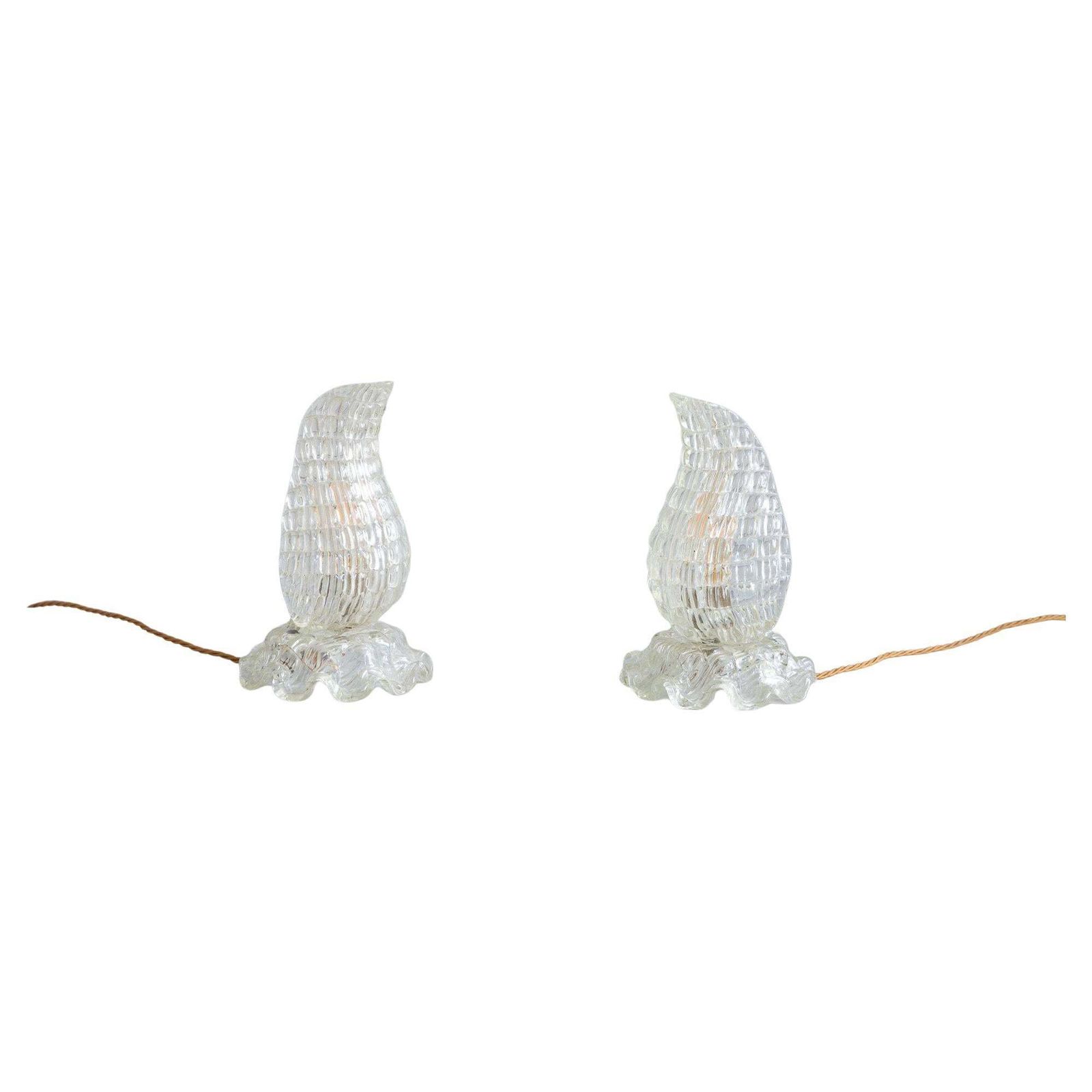 Pair Of Murano Glass Table Lamps, Circa 1940, In The Manner Of Ercole Barovier