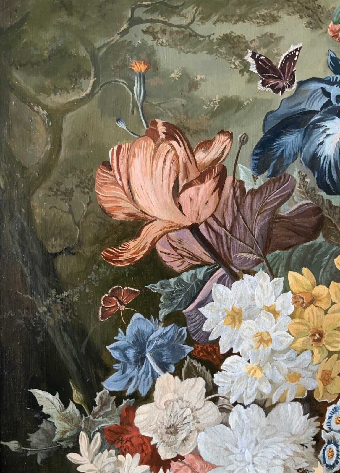 photo for sale Large Dutch Still Life Oil Painting 18thc Style Floral & Birds Nest (2 Of 2)