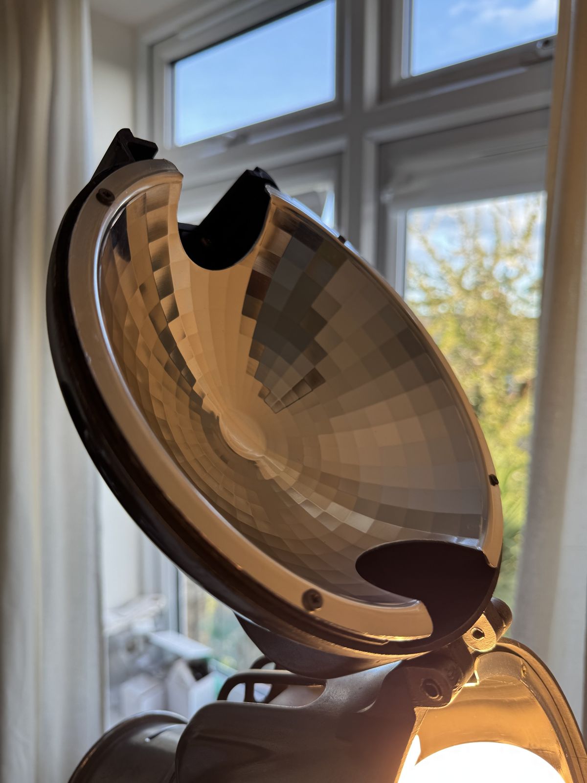 Vintage Polished Strand Electric Patt 23 Mirror Finish Spotlight On Teak & Brass Tripod photo Lighting