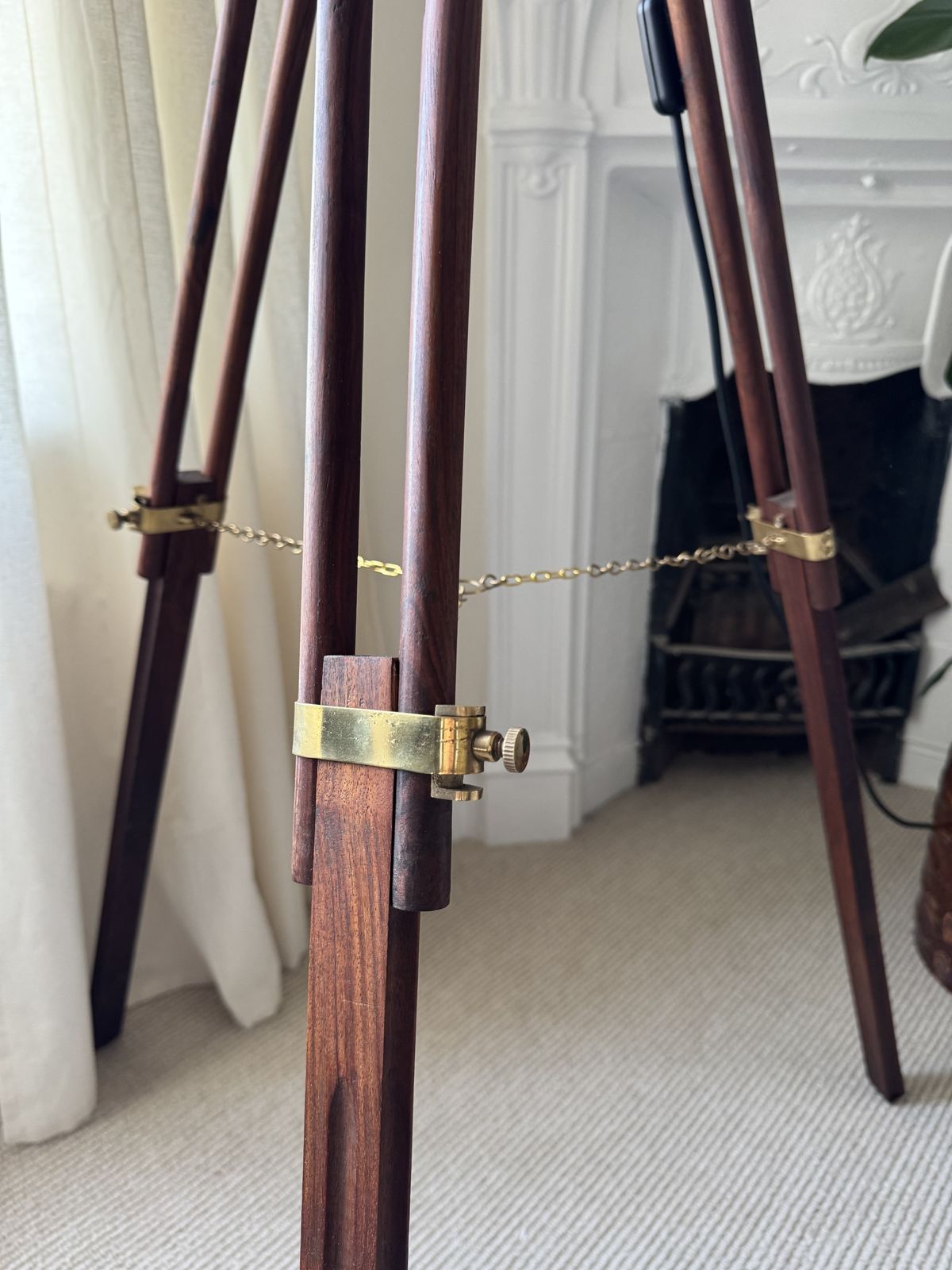 Vintage Polished Strand Electric Patt 23 Mirror Finish Spotlight On Teak & Brass Tripod photo buy