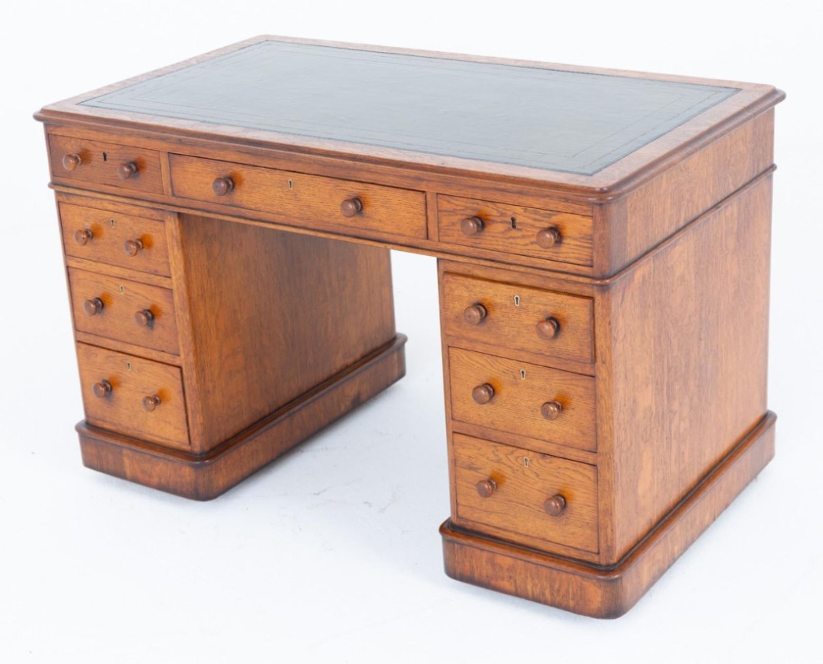 Victorian Pedestal Desk Oak 1860 Period Antique