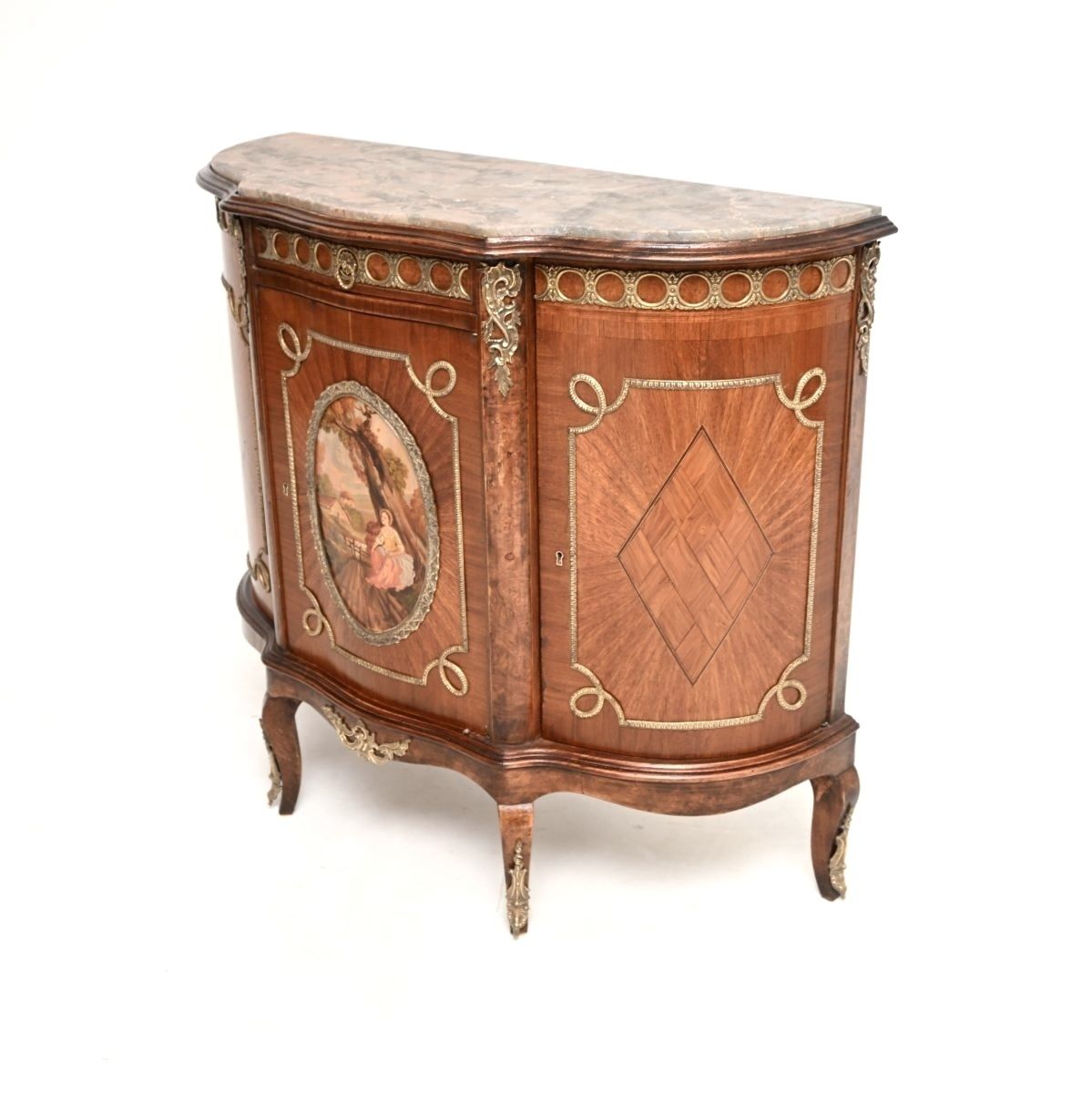 Antique French Marble Top Painted Cabinet photo Furniture