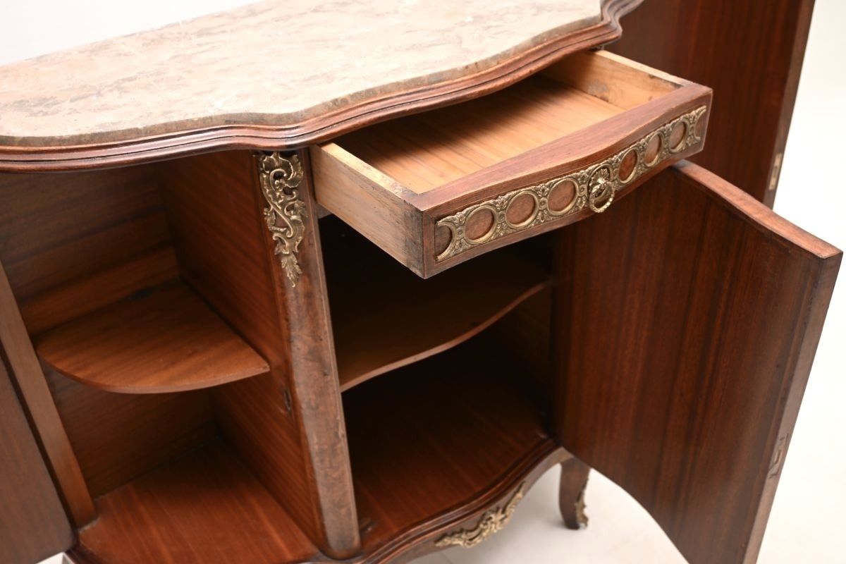 photo for sale Antique French Marble Top Painted Cabinet