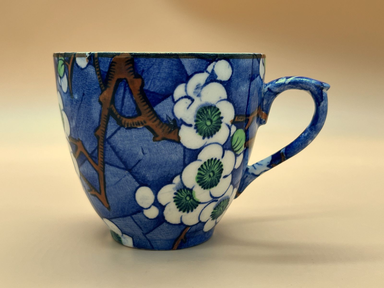 Art Deco Frederick Rhead Bursley Ware Cherry Blossom Design Tea Cup, Saucer & Side Plate Trio. C1920's. photo vinterior