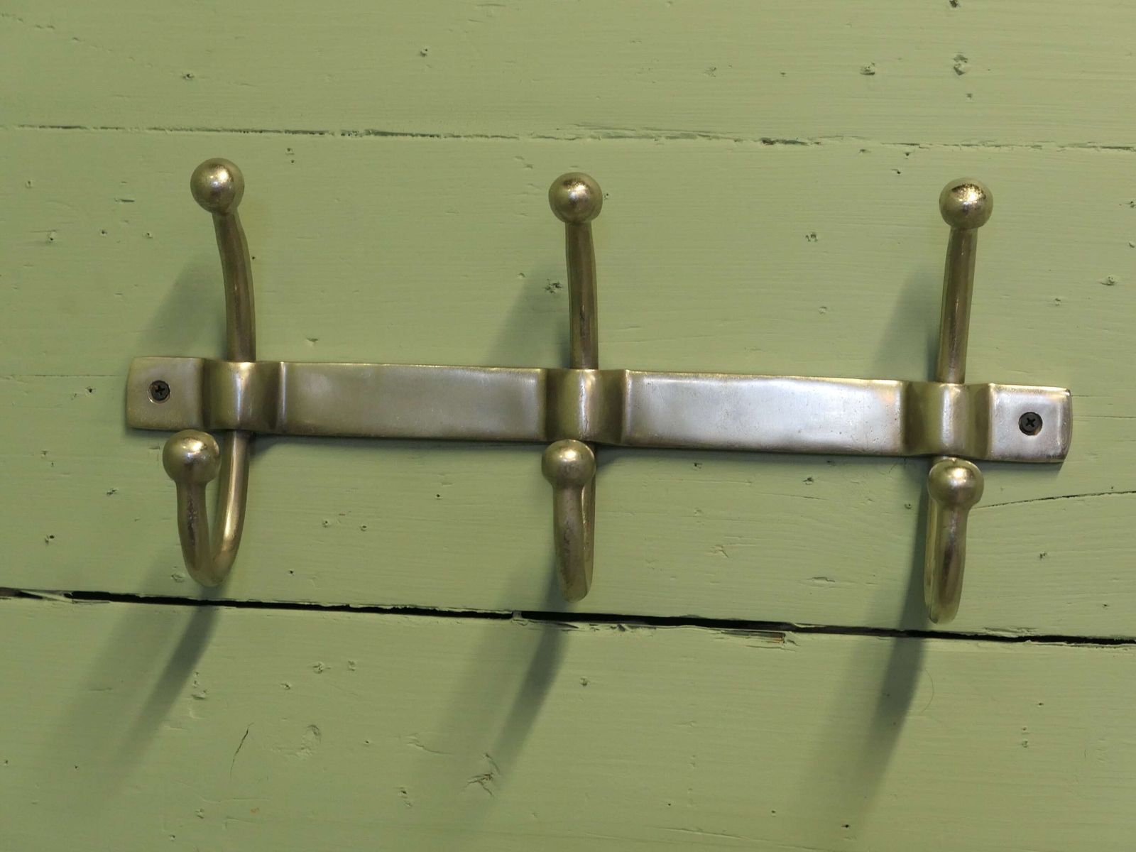 Very Stylish Chrome Cloakroom Coat Rack The Rack Has 3 Double Swan Neck Hooks photo furniture