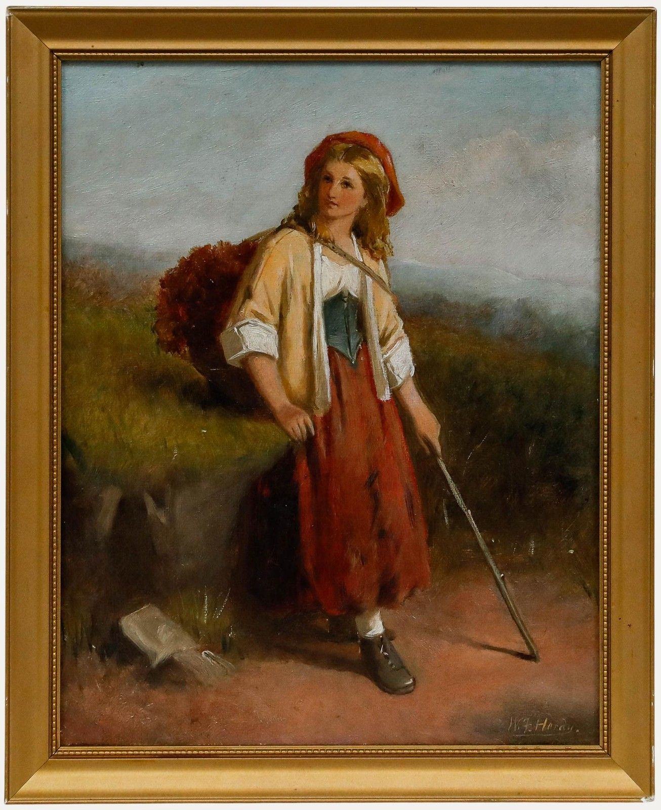 William F. Hardy (1877 1933) Framed Late 19th Century Oil, Country Girl