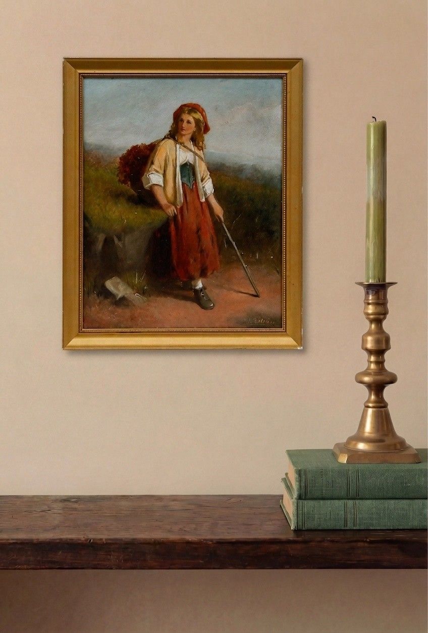 William F. Hardy (1877 1933) Framed Late 19th Century Oil, Country Girl photo for sale