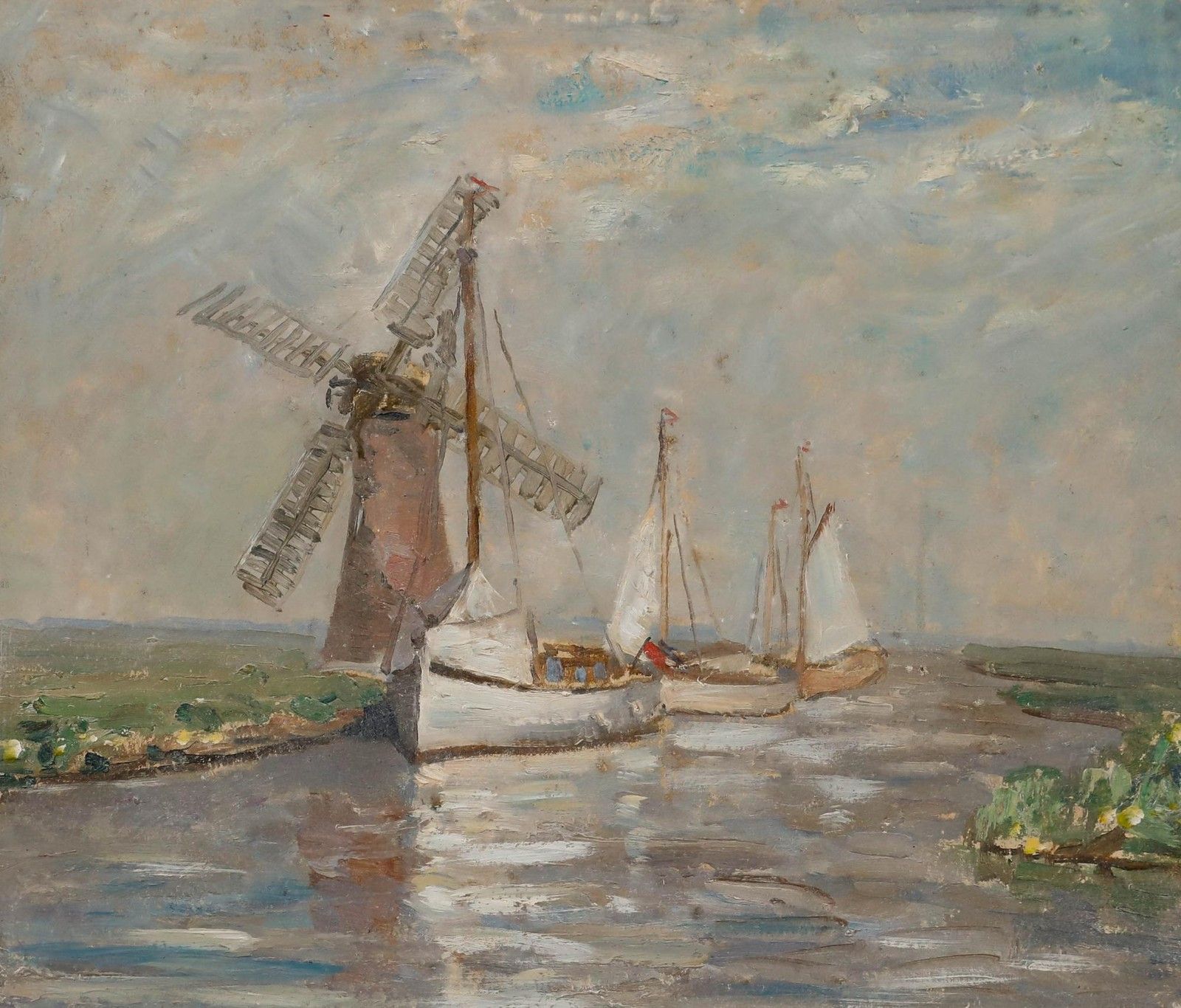 Framed Mid 20th Century Oil Harnessing The Wind photo furniture