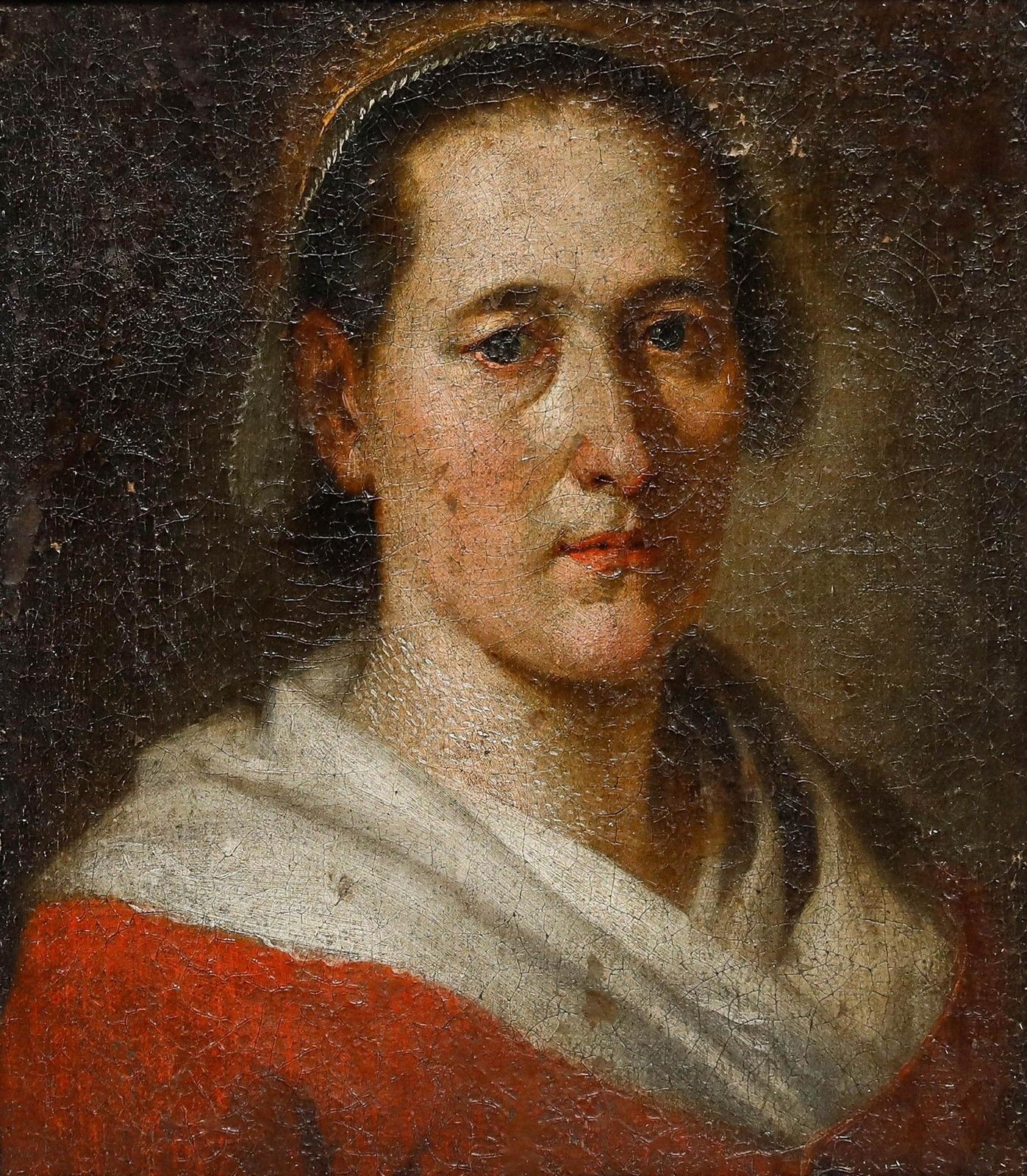 Flemish School 17th Century Oil Portrait Of A Respectable Woman photo furniture