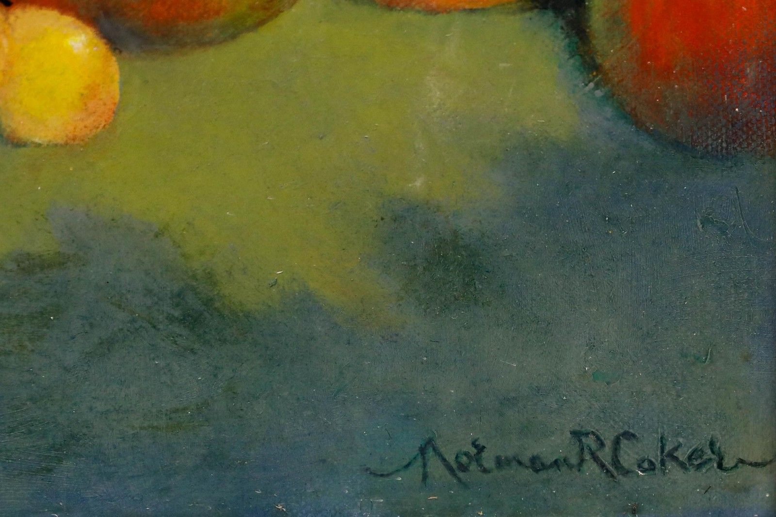 Norman R. Coker Framed Contemporary Oil, Still Life Fruit & Flowers photo vinterior
