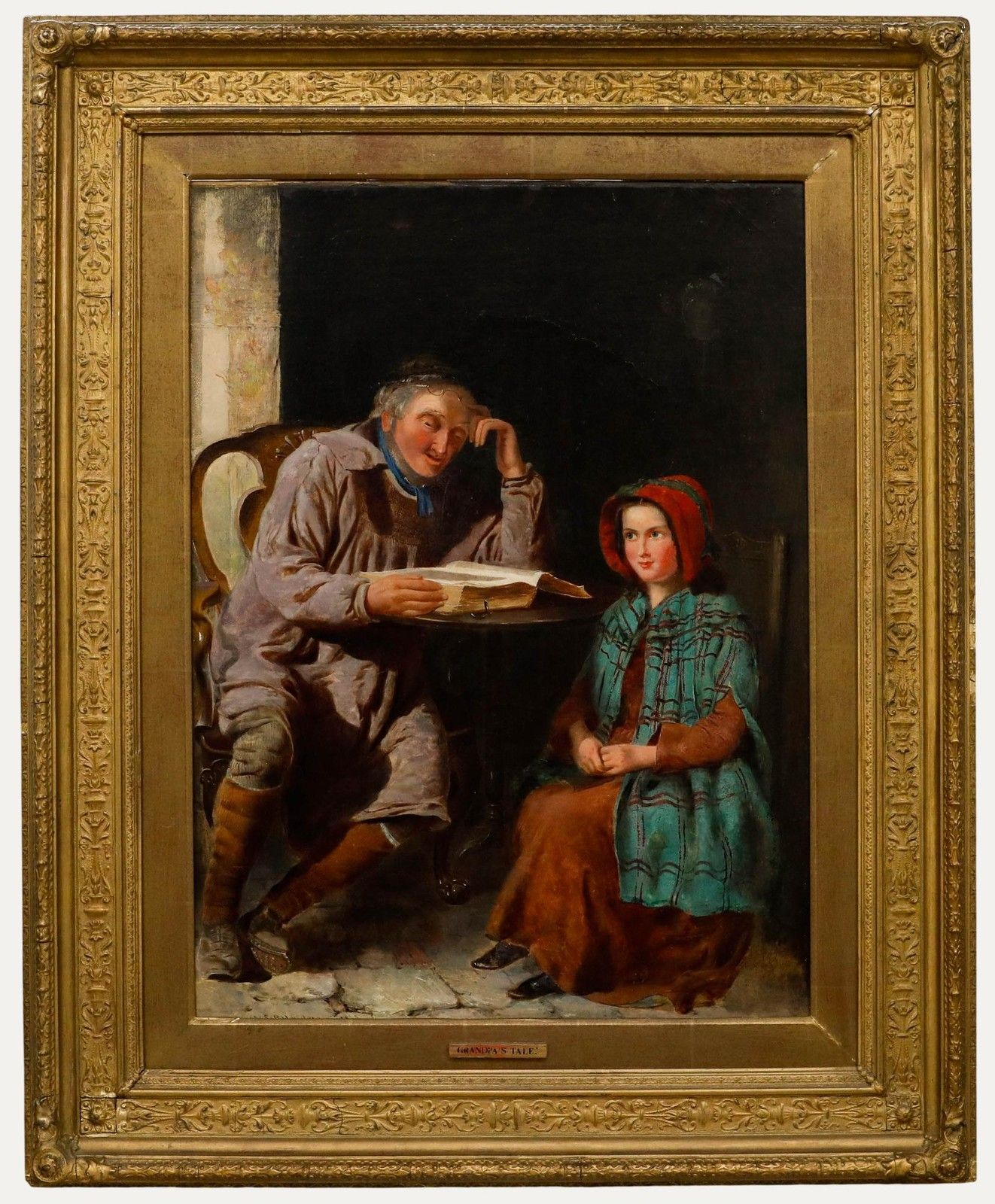 W. S. P. Henderson (1836  1874) Framed 19th Century Oil, Grandpa's Tale