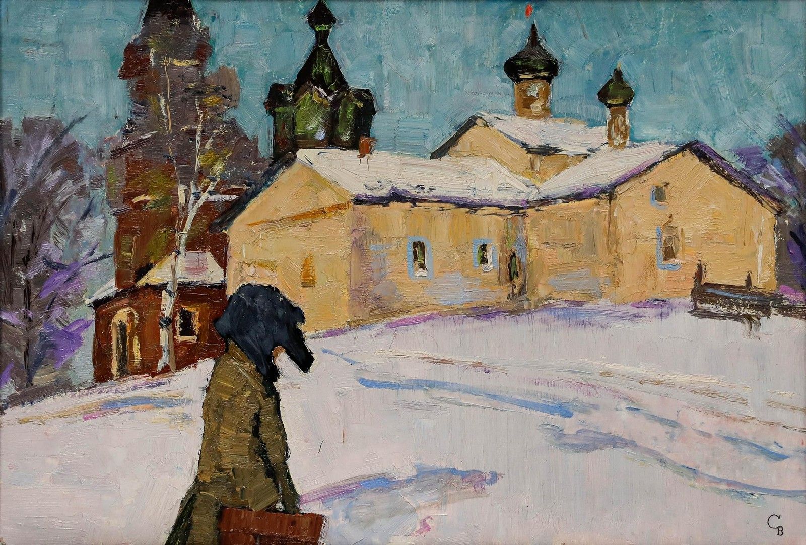 Vladimir Skriabin (1927 1989) Framed Mid 20th Century Oil, Winter Landscape photo furniture