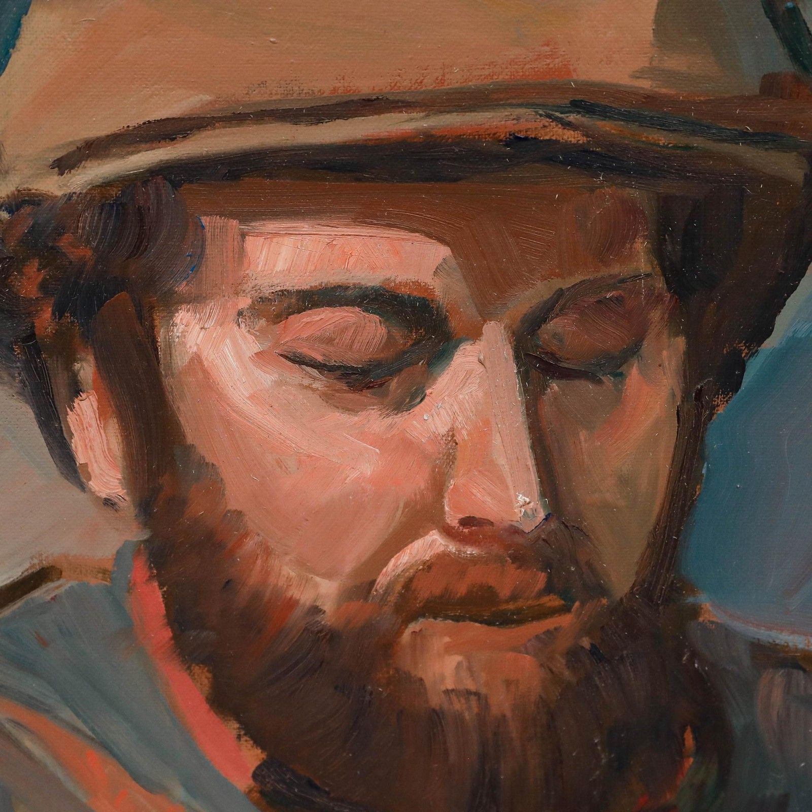 American School Mid 20th Century Oil A Moment Of Rest photo vinterior