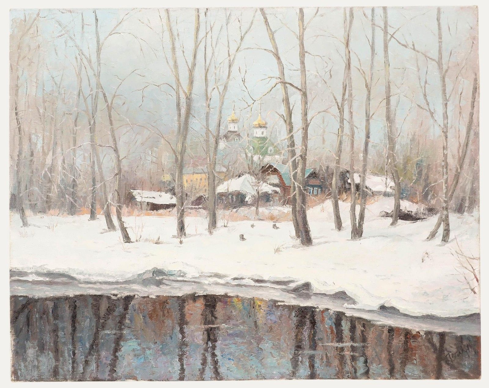 20th Century Oil Winter Woodland