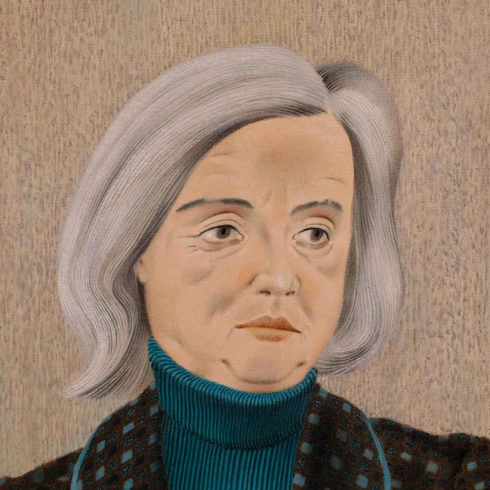 Francis Plummer (1930 2019) 20th Century Oil, The Teal Turtleneck photo 495.0